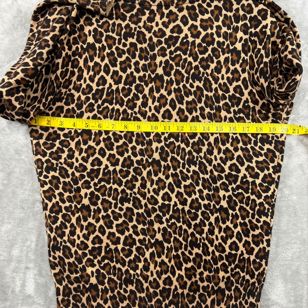 Lands End Cardigan Women M Brown Leopard Supima Cotton Button Front Sweater - Picture 9 of 10
